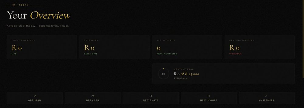Custom detailing-studio CRM dashboard
